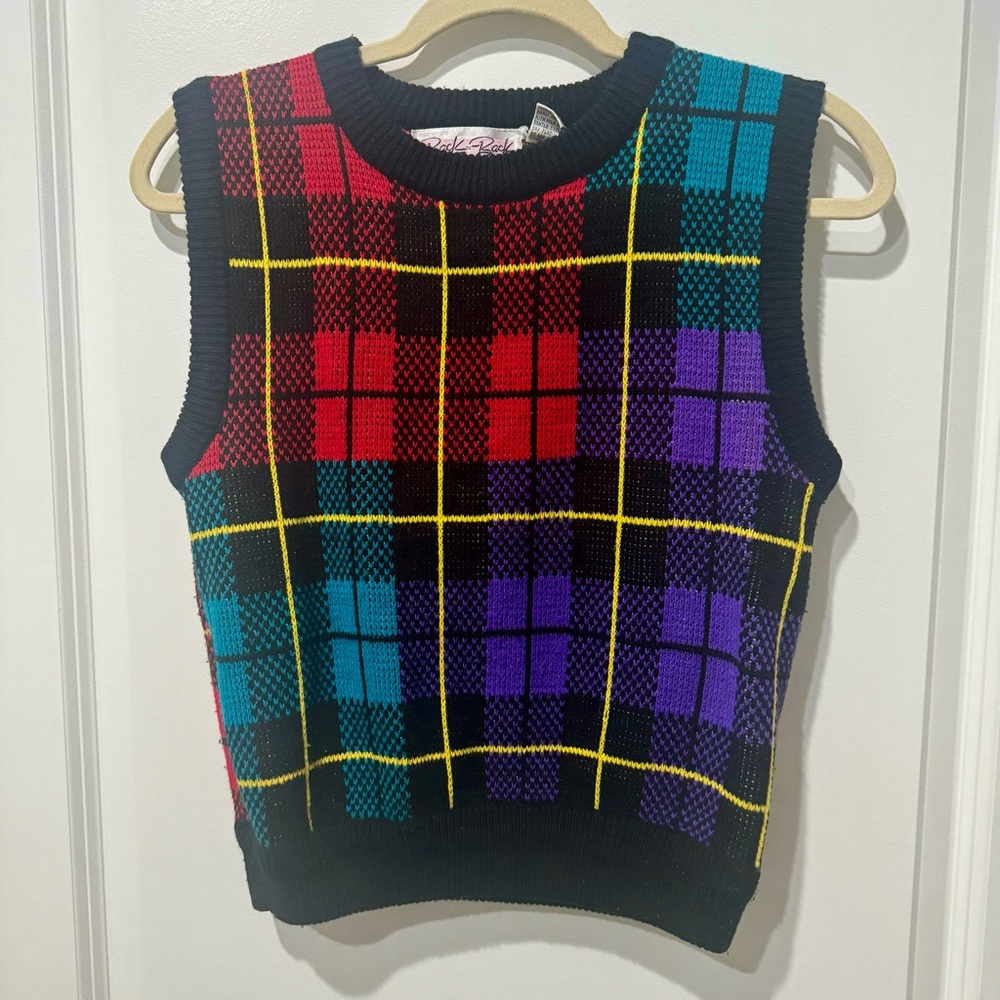 80’s Wool Vest with Plaid Design
